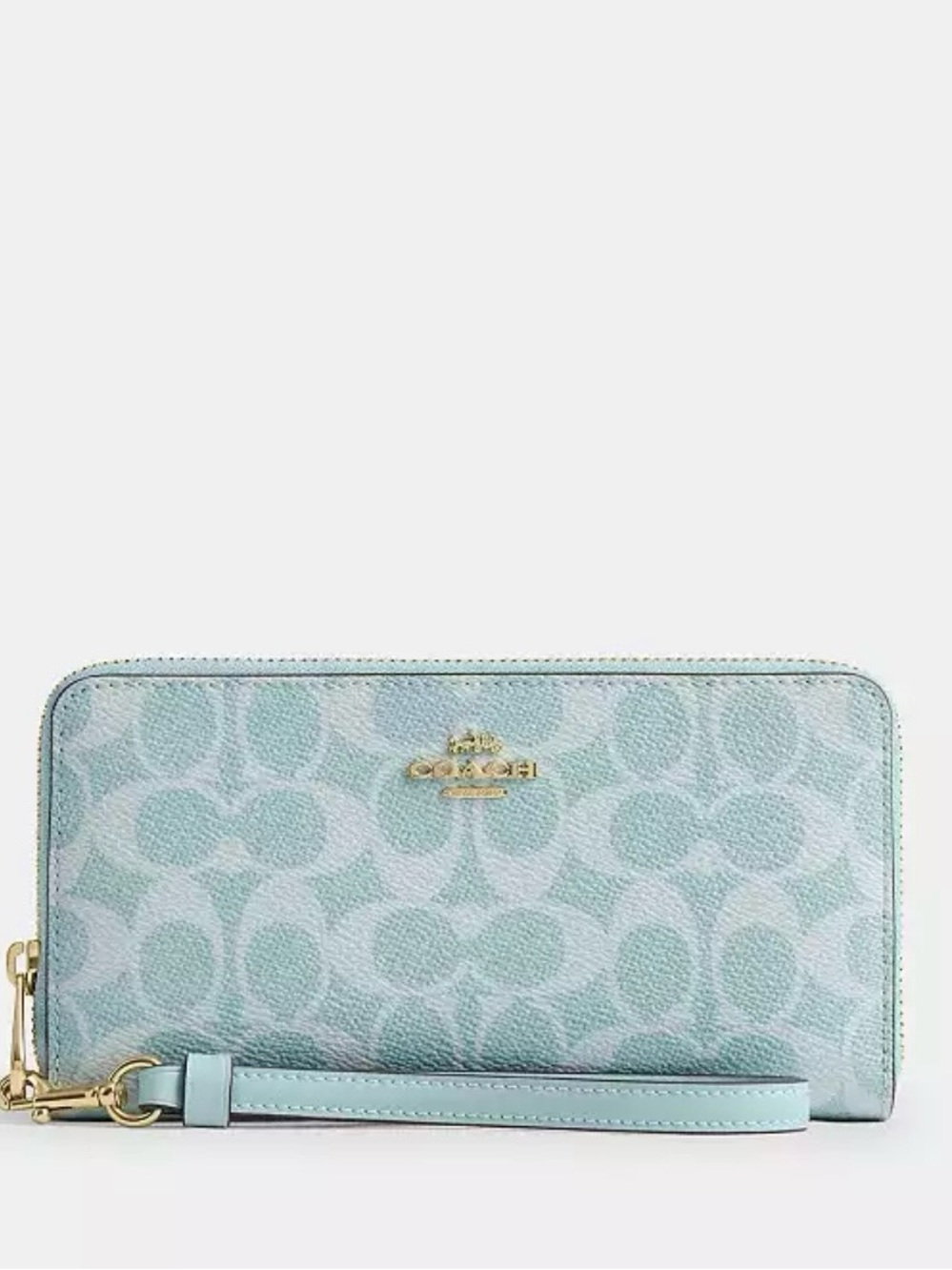 Coach Zip Around Wallet Wristlet Signature Pattern